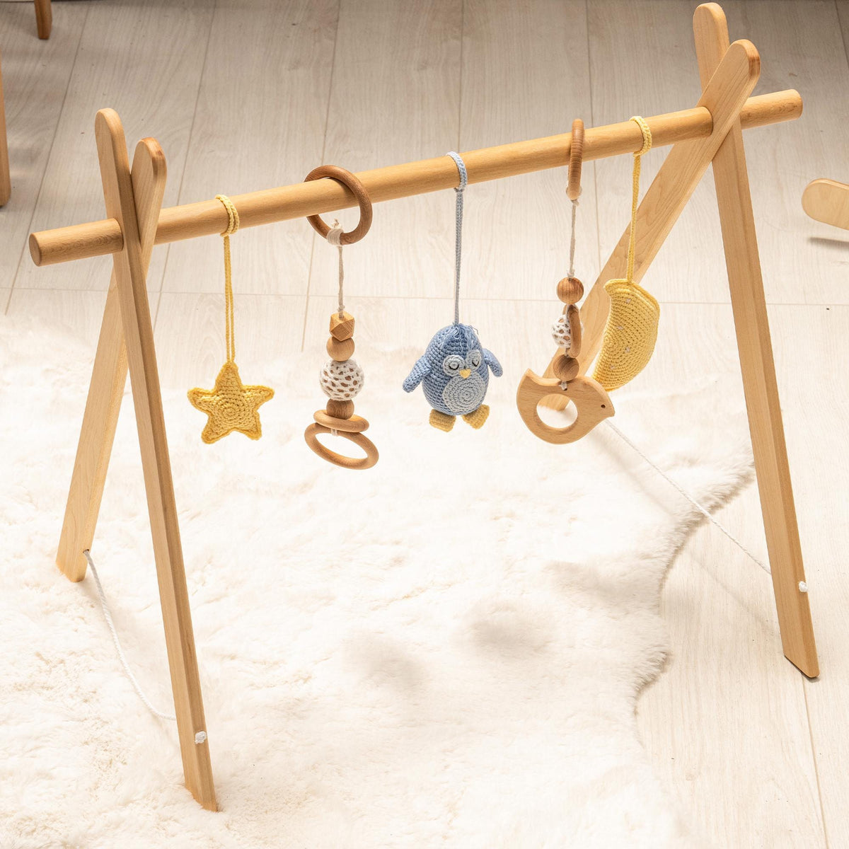 Penguin, Moon & Star Wooden Baby Gym – handmade wooden toy, photo 2