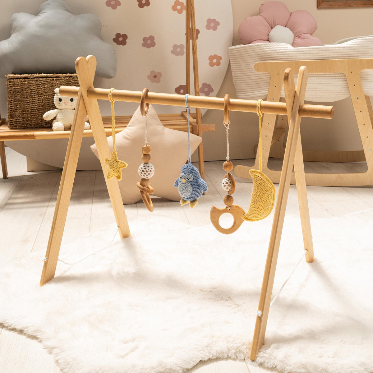 Penguin, Moon & Star Wooden Baby Gym – handmade wooden toy, photo 7