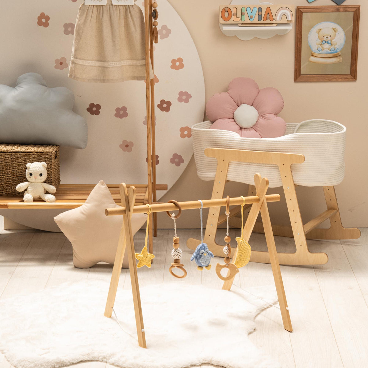 Penguin, Moon & Star Wooden Baby Gym – handmade wooden toy, photo 8