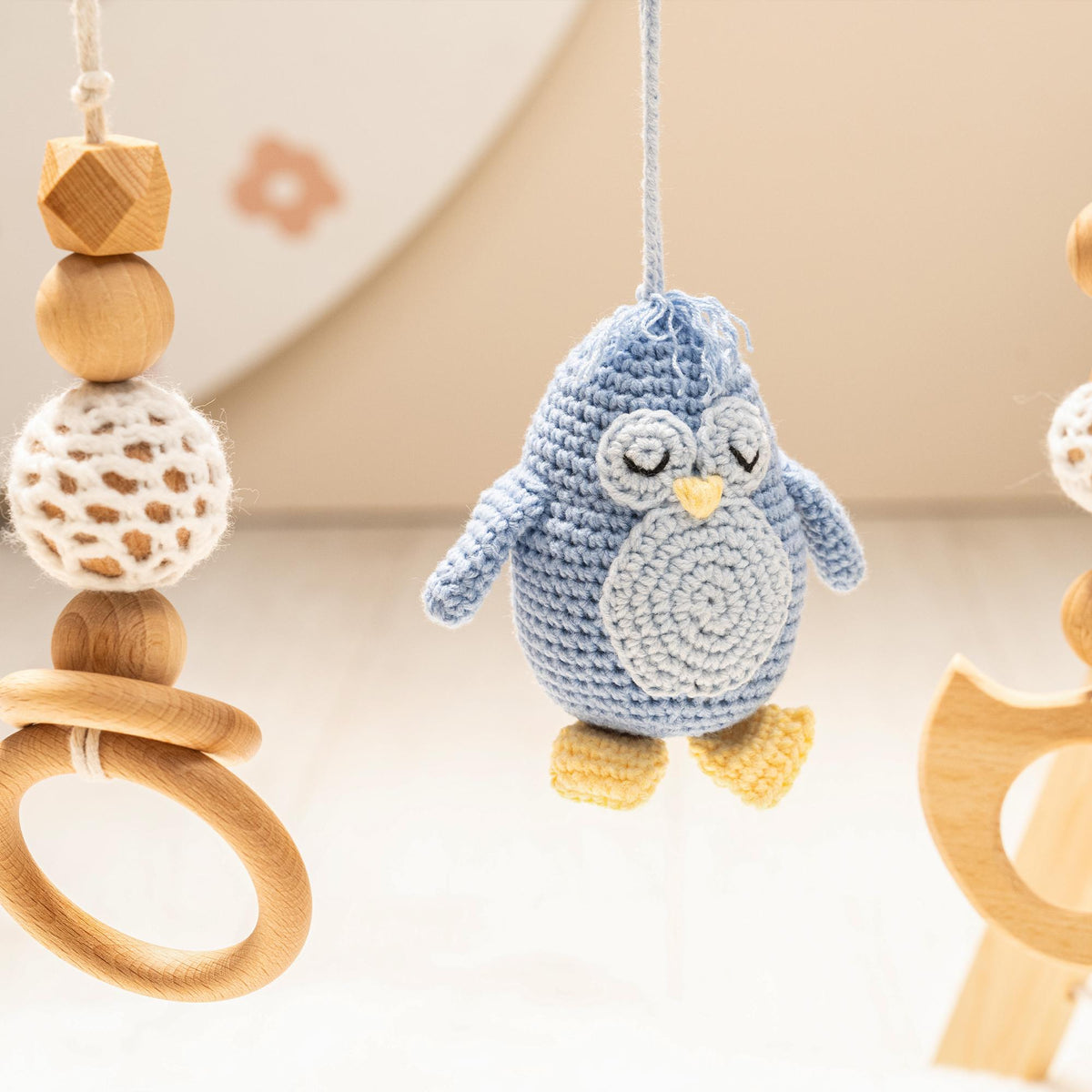 Penguin, Moon & Star Wooden Baby Gym – handmade wooden toy, photo 3
