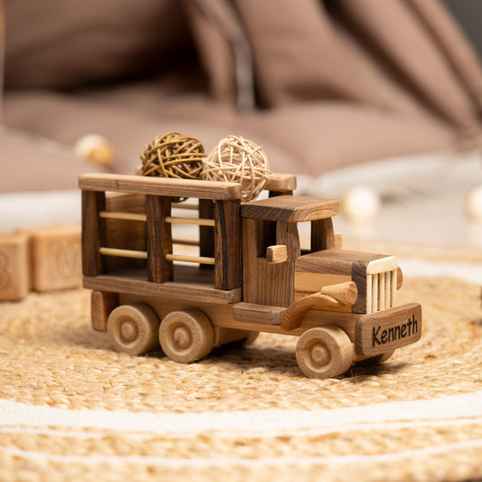 Wooden Truck Toy with Name Engraving – handmade wooden toy, photo 1