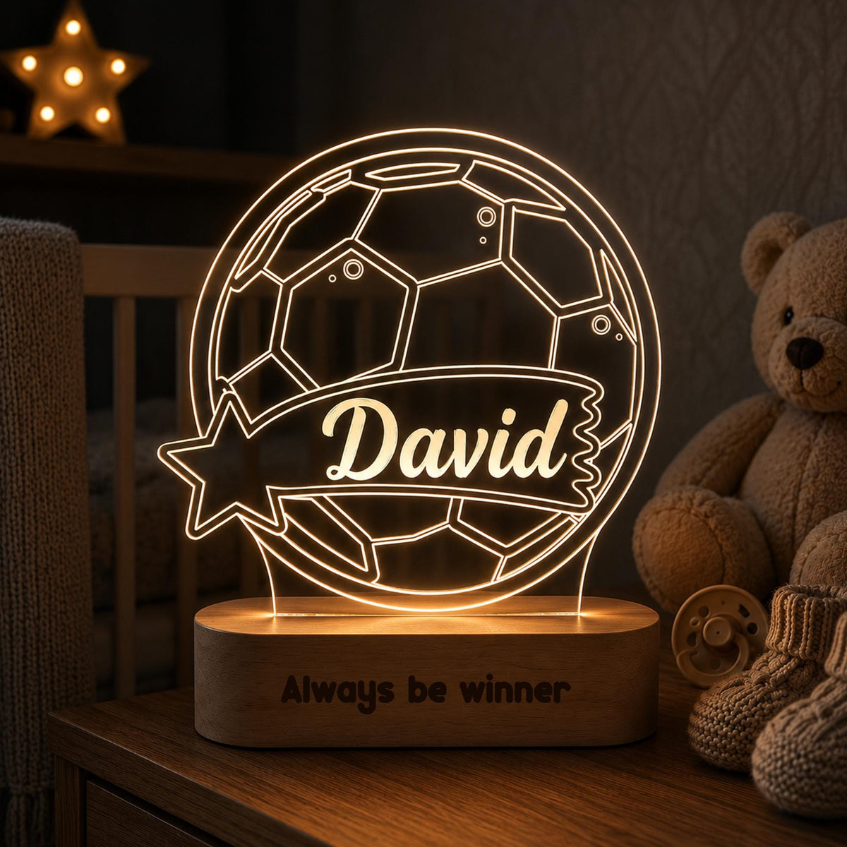 Personalized soccer ball name night light