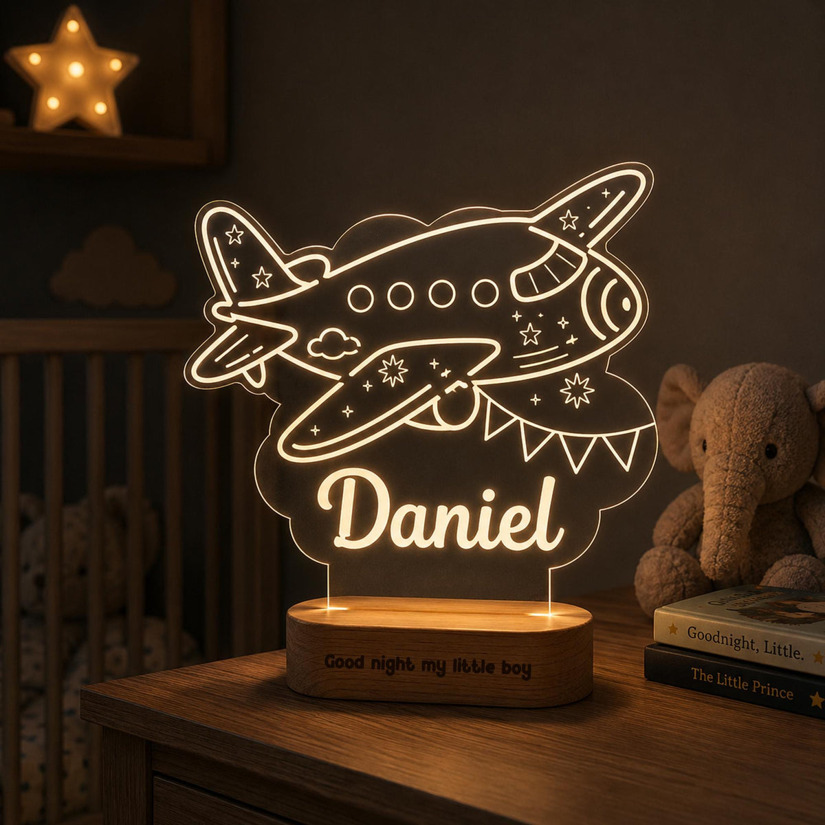Personalized airplane name night light for kids