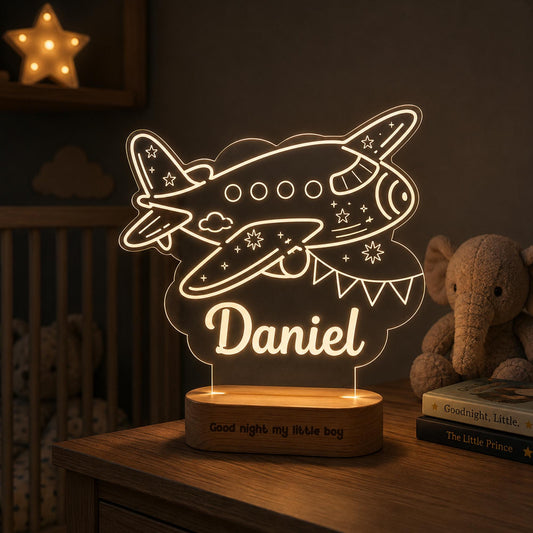 Personalized airplane name night light for kids