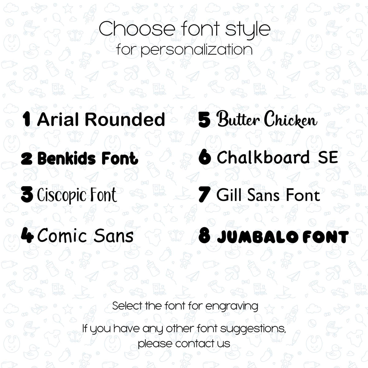Font styles for the personalized name night light