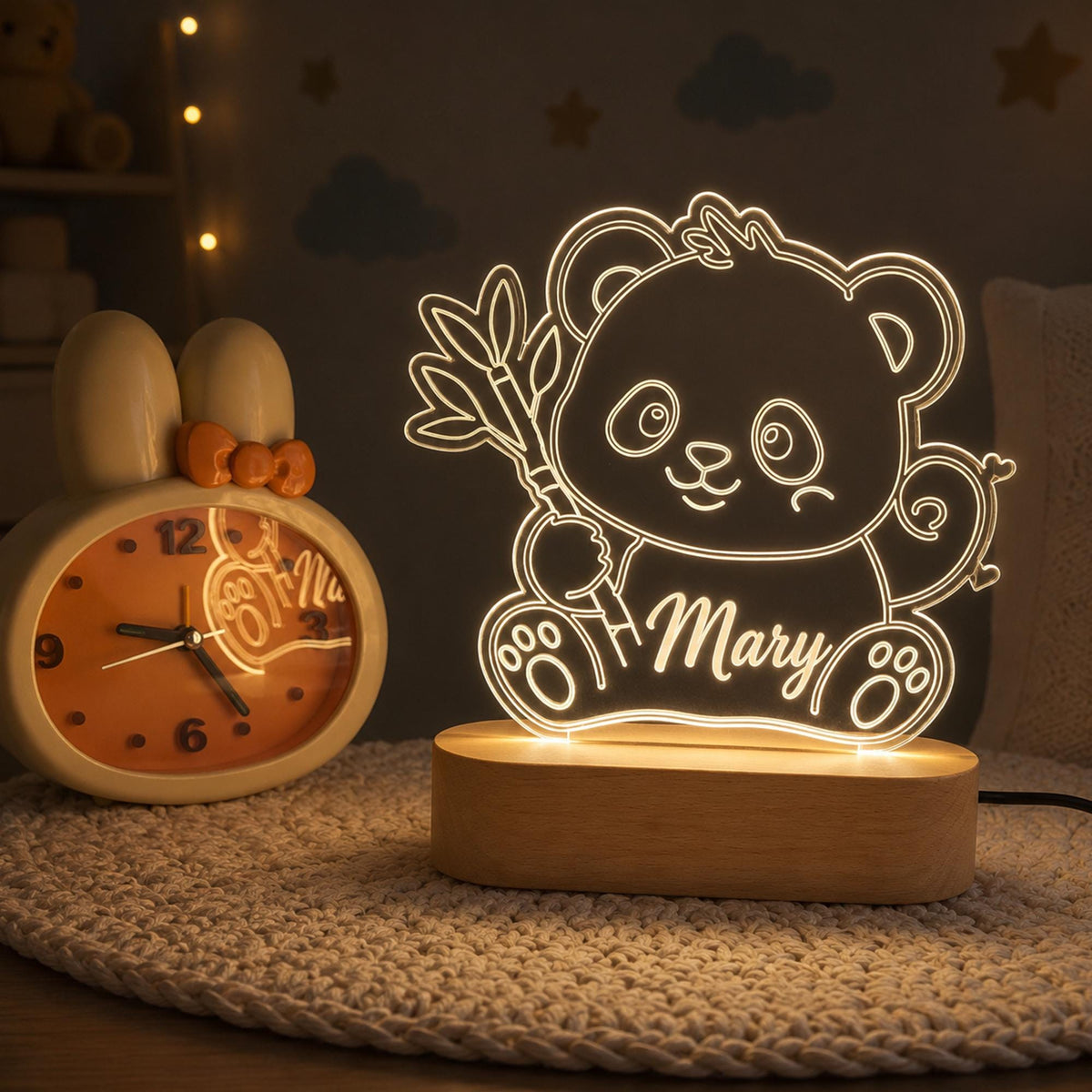 Personalized panda name night light