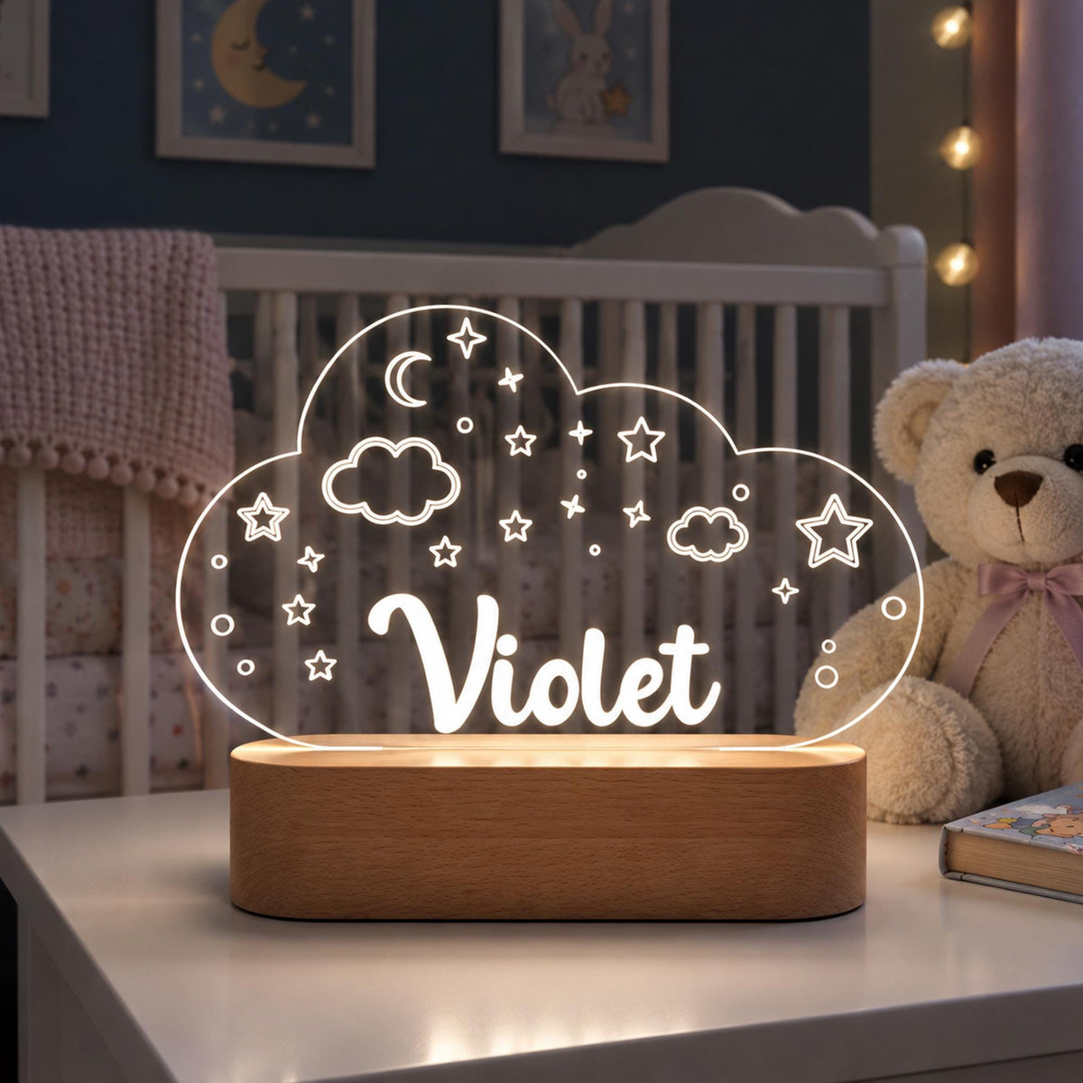 Personalized cloud name night light