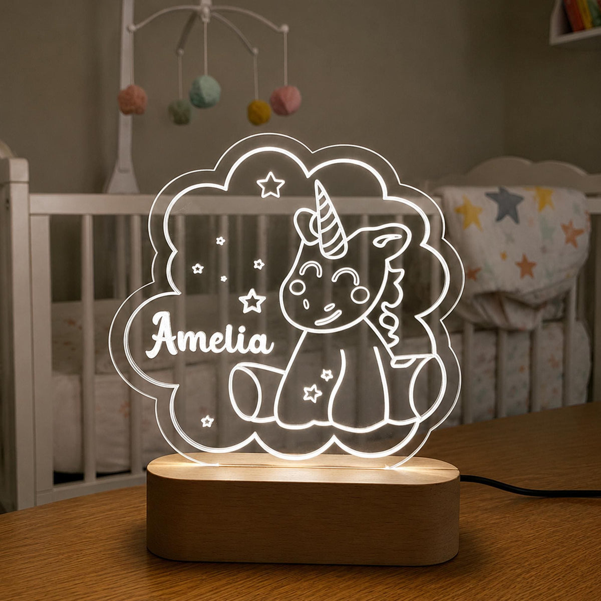 Personalized unicorn name night light