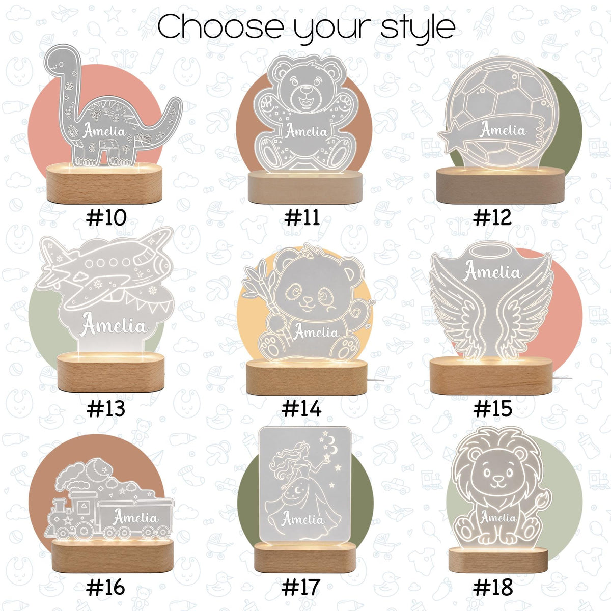 Name night light designs #10 to #18