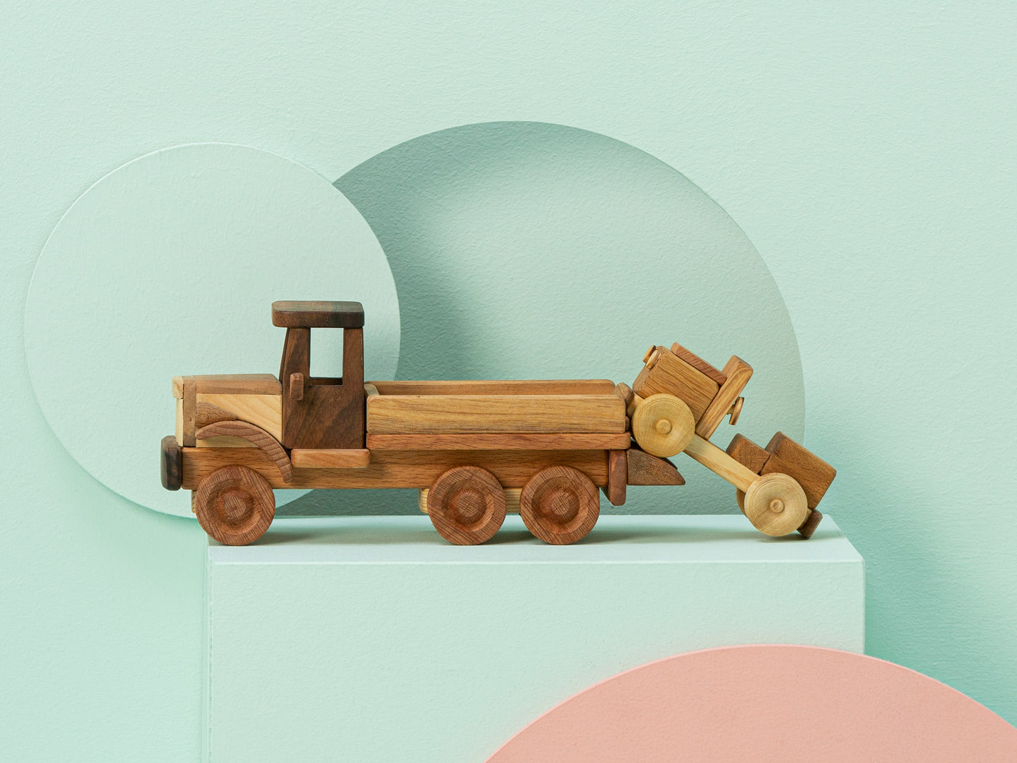 Wooden Tow Truck with Car