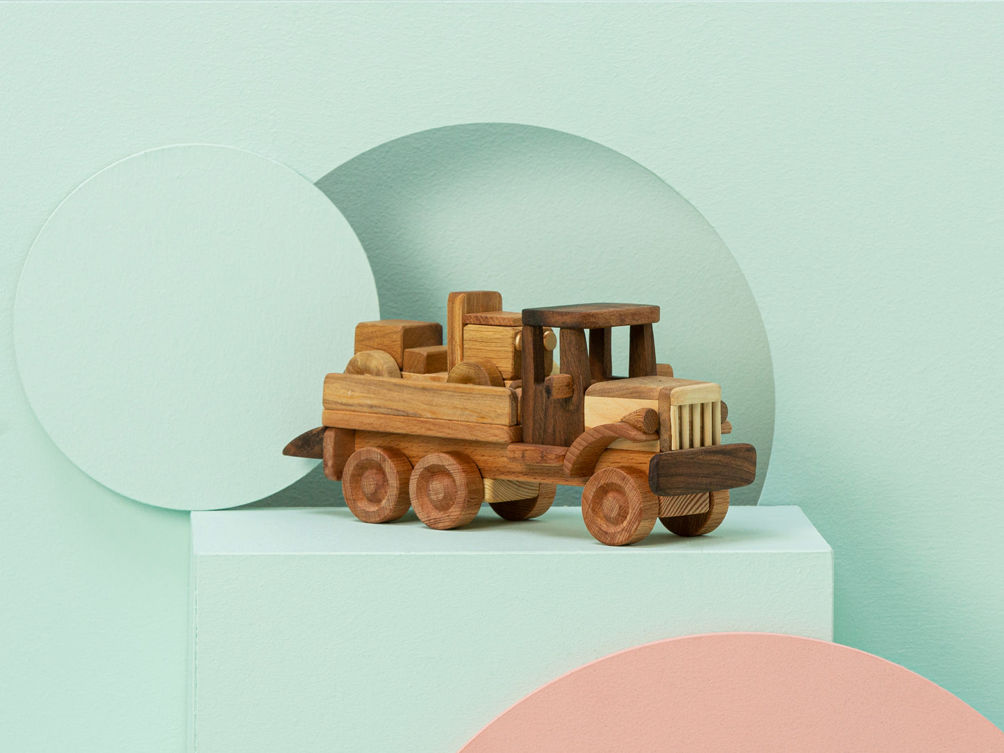 Wooden Tow Truck with Car